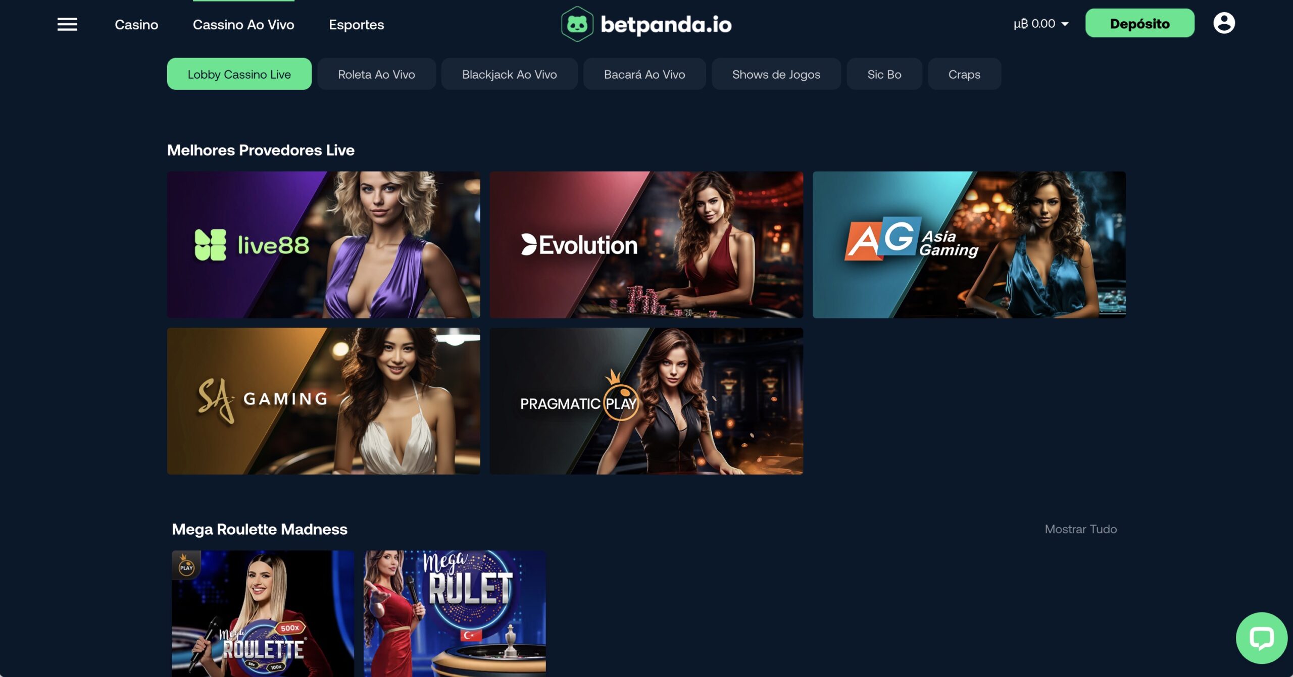 Cassino ao vivo BetPanda