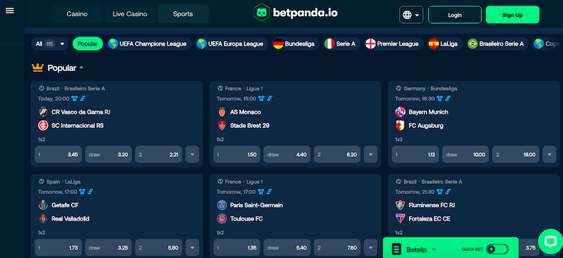 BetPanda é um dos melhores sites para apostar em partidas e campeonatos futebol