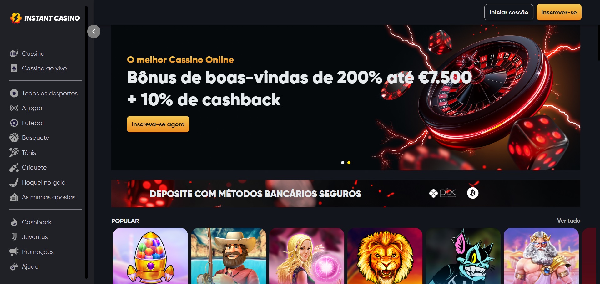 O Instant Casino é um dos melhores em games