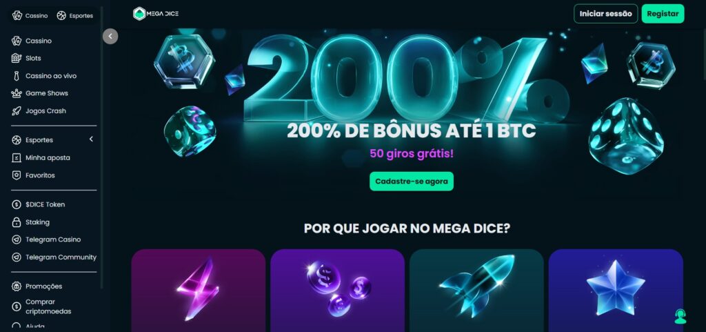 O casino Mega Dice tem slots