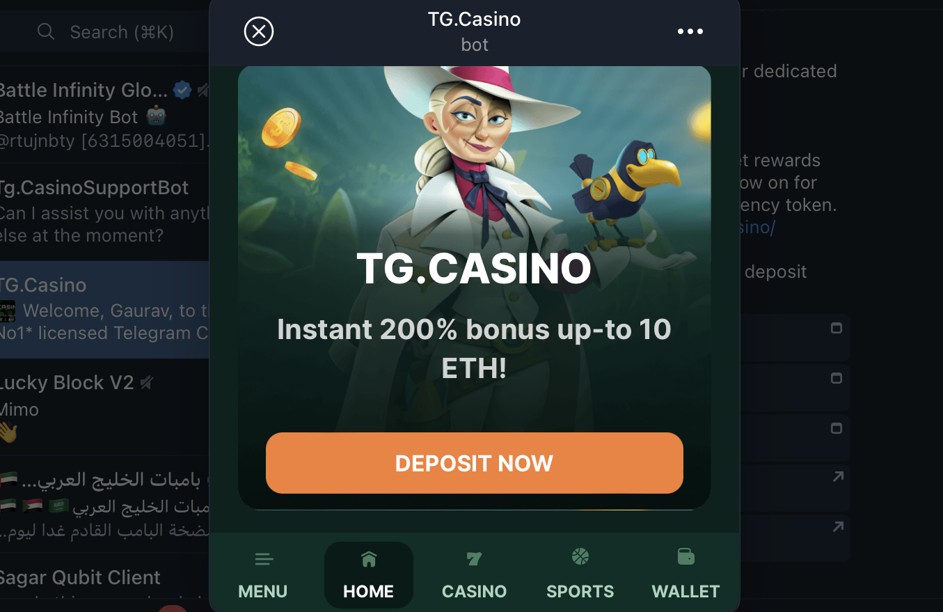 TG.Casino e um dos melhores cassinos Telegram