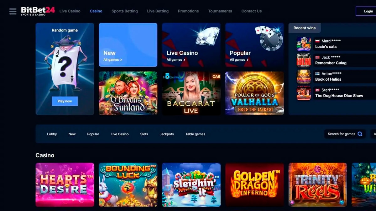 Imagem que mostra a biblioteca de jogos da BitBet24