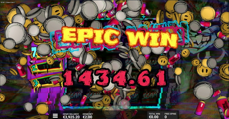 Epic Win no jogo de slot Chaos Crew 2