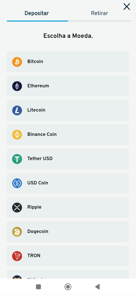 Há várias moedas digitais para depositar e sacar no cassino