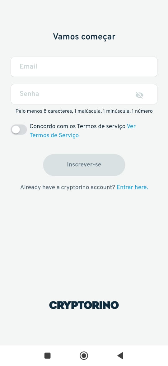 Nossa análise do Cryptorino mostra que o cadastro é bem simples.