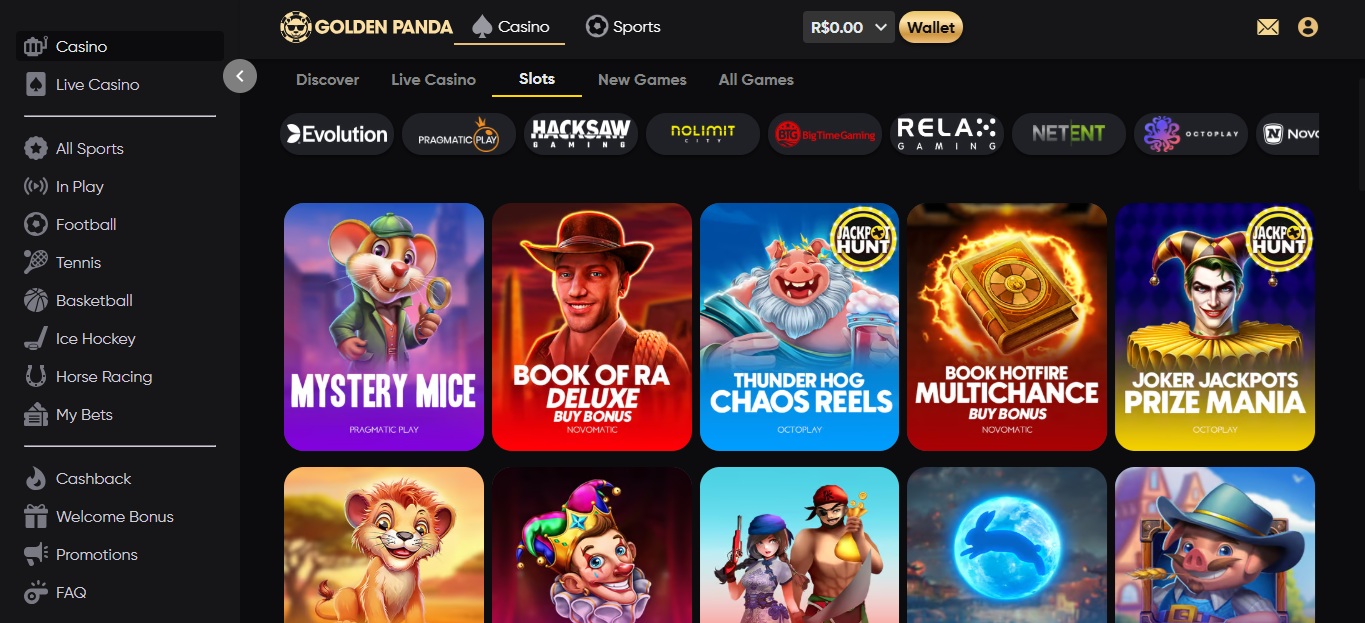 Golden Panda oferece centenas de slots do tipo crash, incluindo o Spaceman