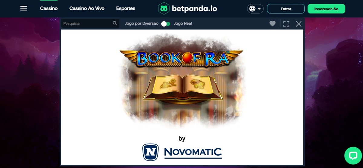 Interface do slot Book of Ra no BetpPanda