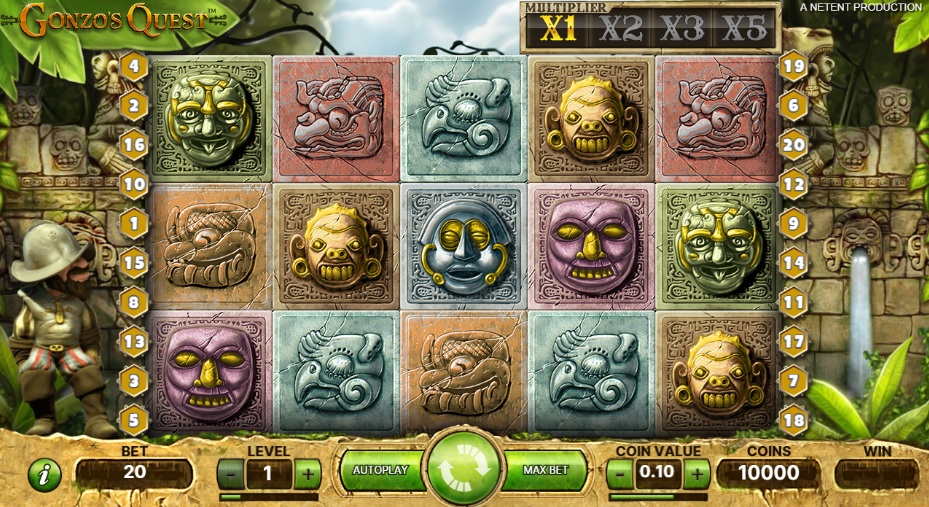 Símbolos de Gonzo’s Quest da NetEnt, uma das melhores slots para jogar