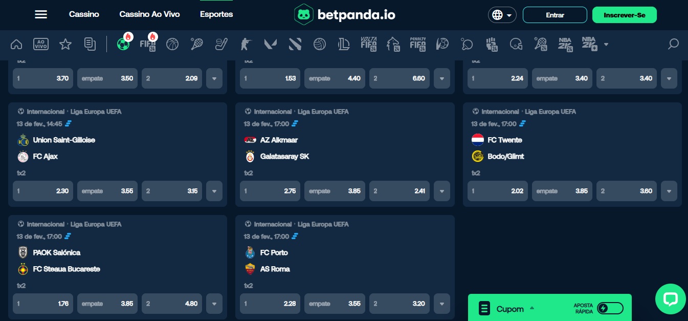 Apostar na Liga Europa com a BetPanda