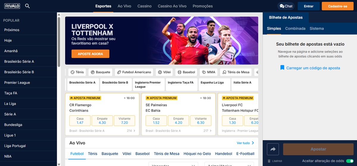 Catálogo de esportes oferece inúmeras opções para apostar