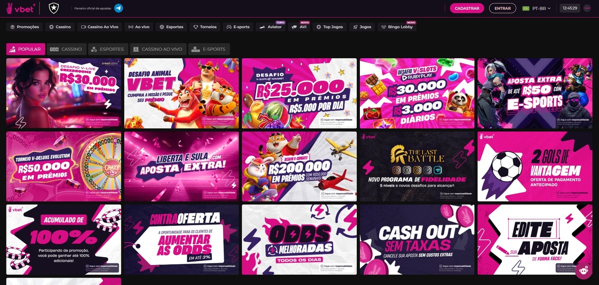 página de promoções Vbet