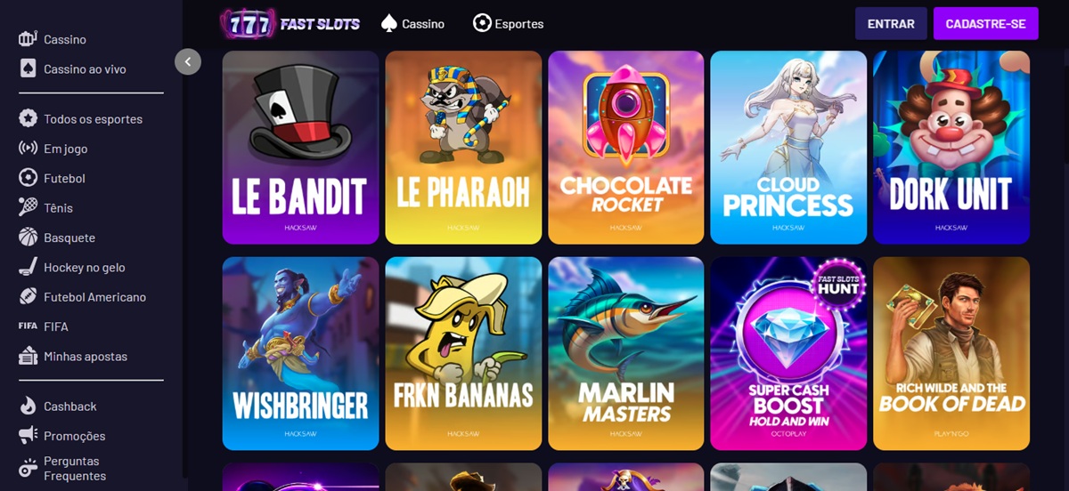 O FastSlots oferece uma ampla gama de slots com saques rápidos