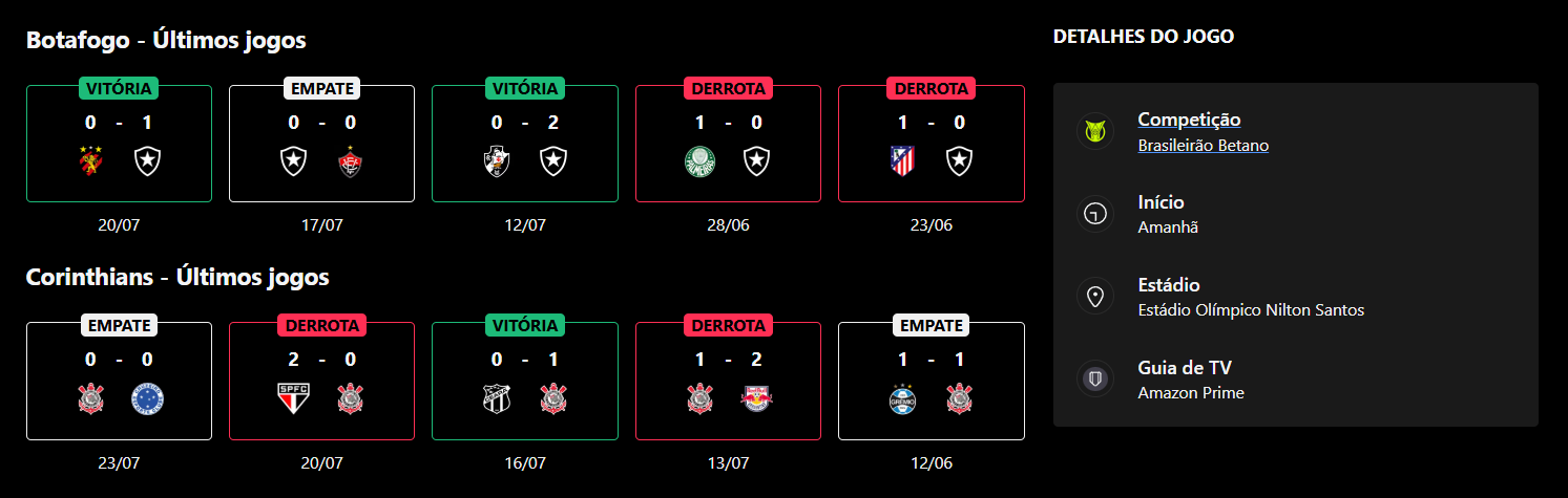 Botafogo × Corinthians