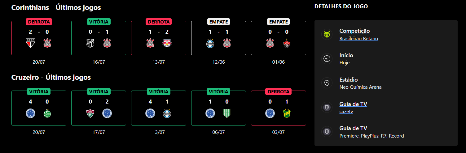 Corinthians x Cruzeiro