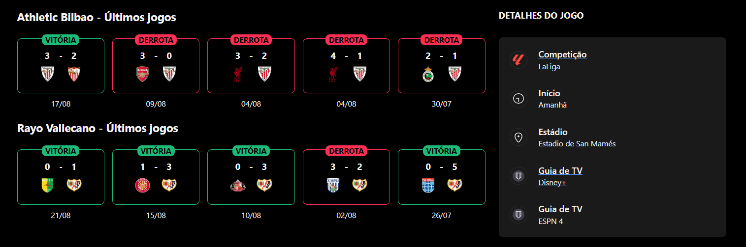 Athletic Bilbao x Rayo Vallecano