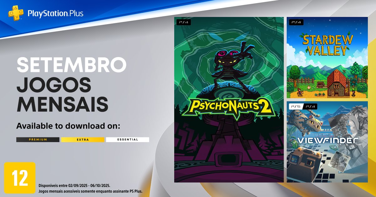 Novidades PS Plus para setembro. Fonte: X