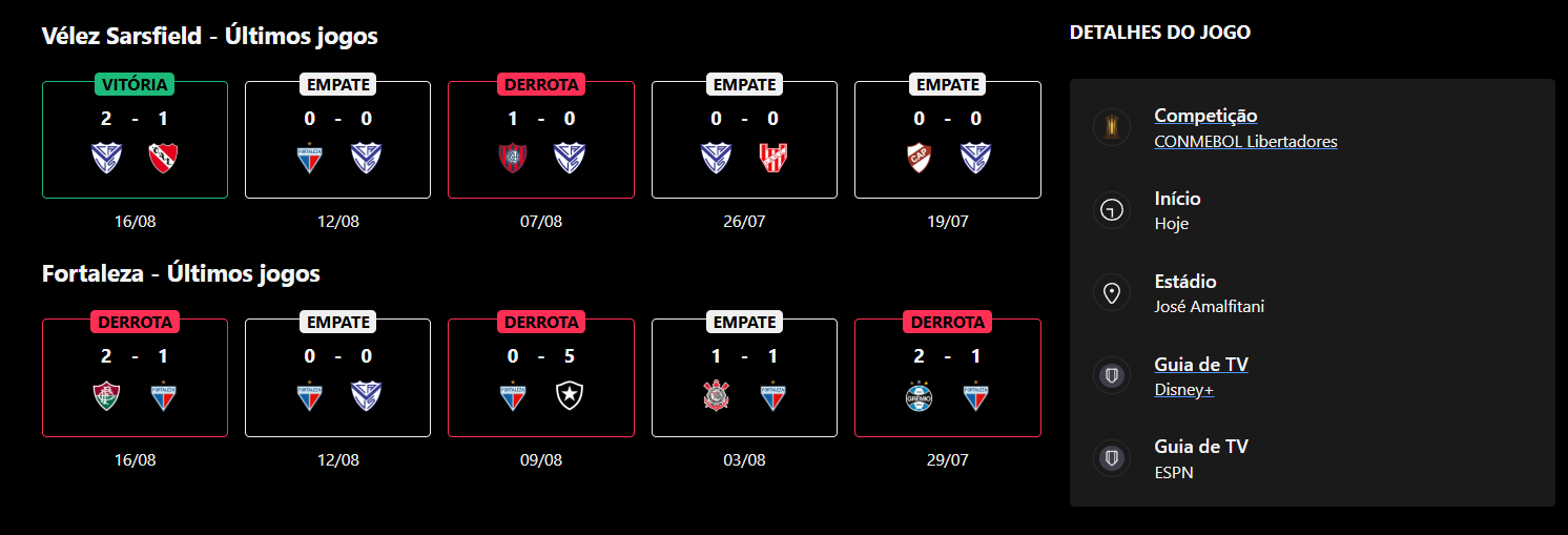 Vélez Sarsfield x Fortaleza