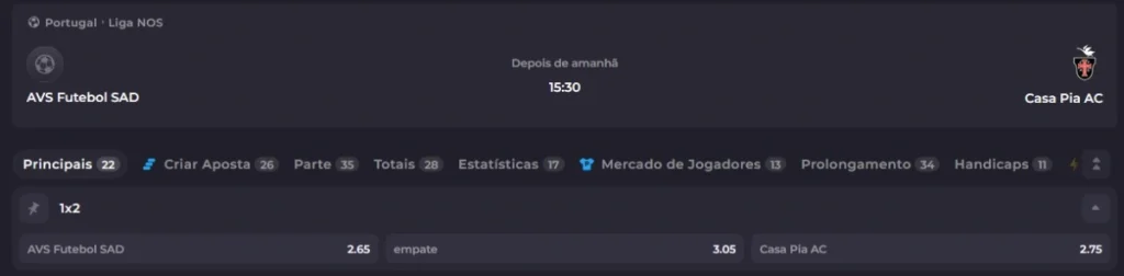 AFS x Casa Pia - odds