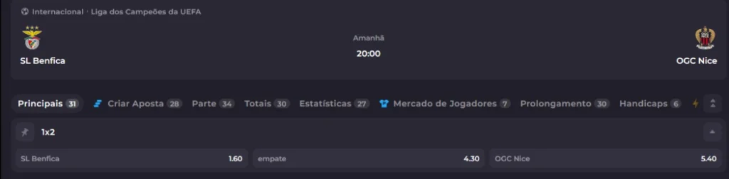 benfica x nice odds