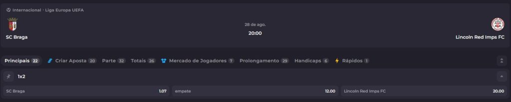 SC Braga x Lincoln - top odds