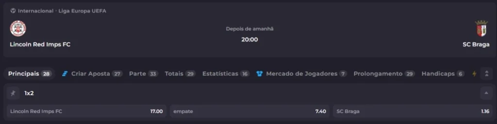 Lincoln x Braga - odds
