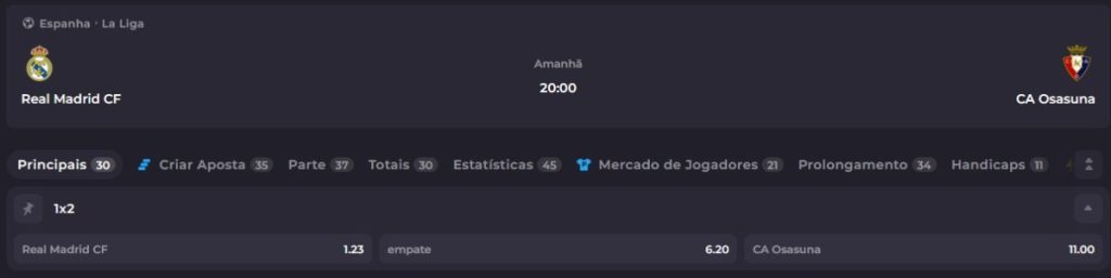 real madrid x Osasuna - Odds