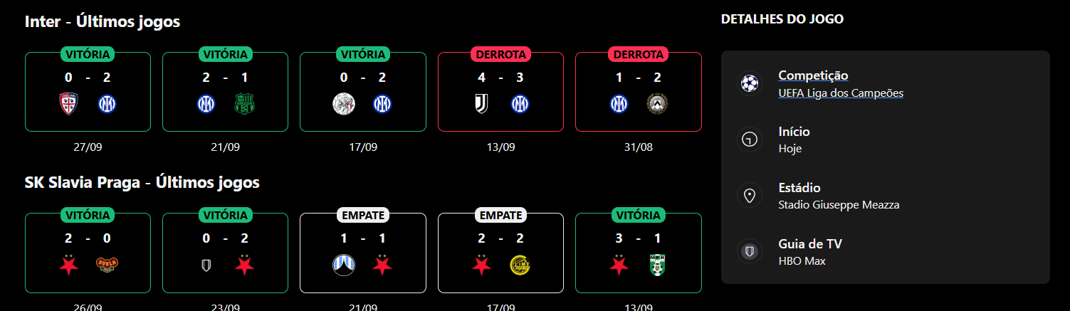 Inter x SK Slavia Praga