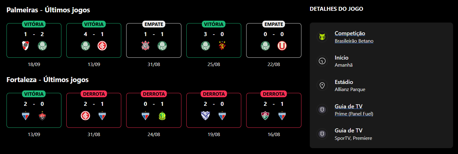 Palmeiras x Fortaleza