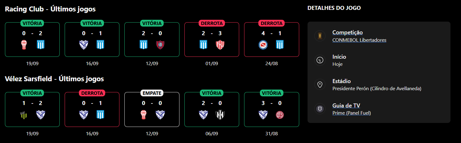 Racing Club x Vélez Sarsfield
