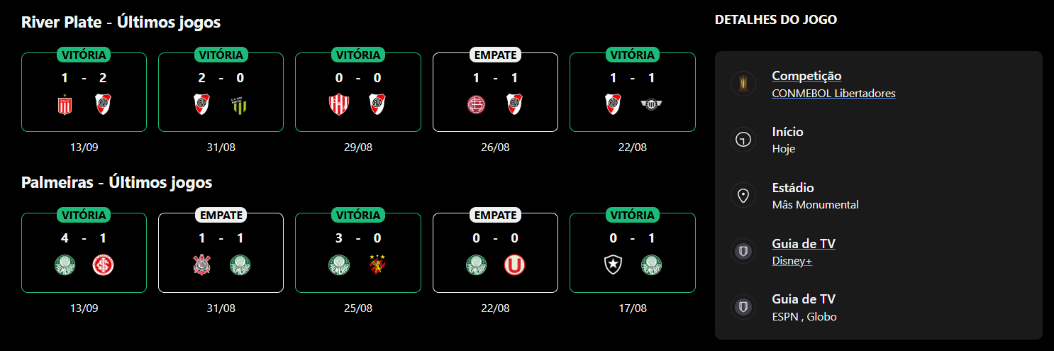 River Plate x Palmeiras