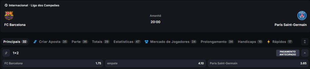 barcelona - psg odds Champions League
