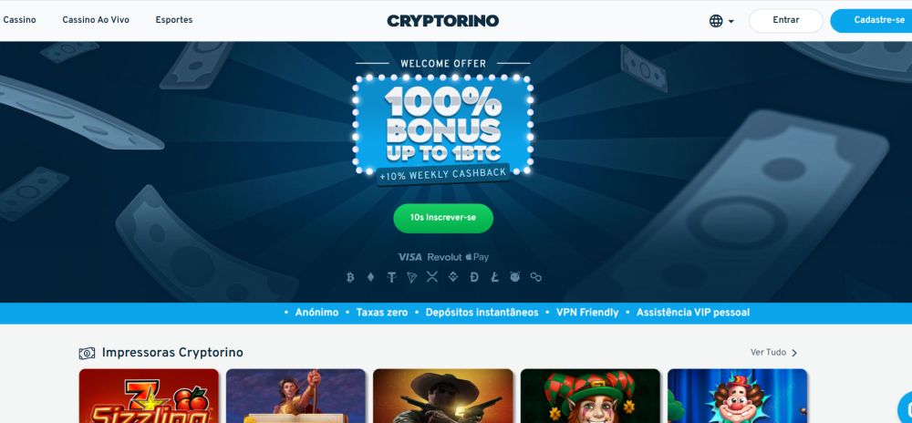 Jogos de live dealer em casino online no Cryptorino