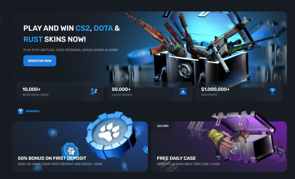 Skinsluck é um site de referência para counter strike com skins