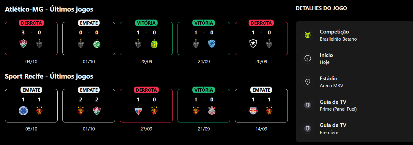 Atlético-MG x Sport Recife