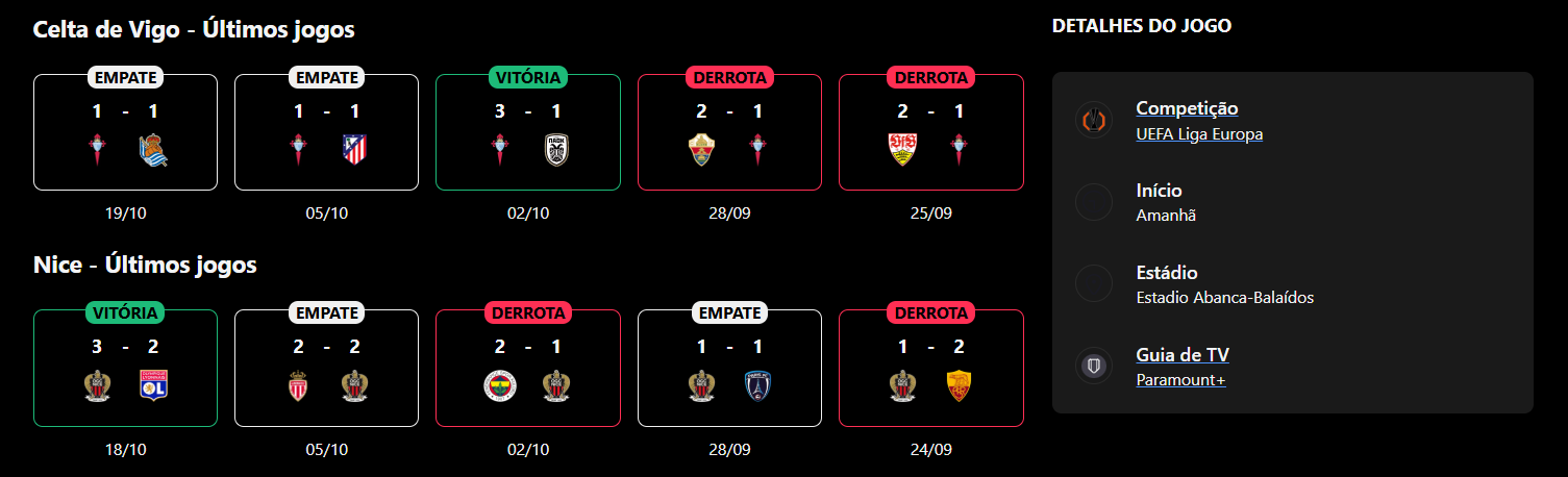 Celta de Vigo x Nice