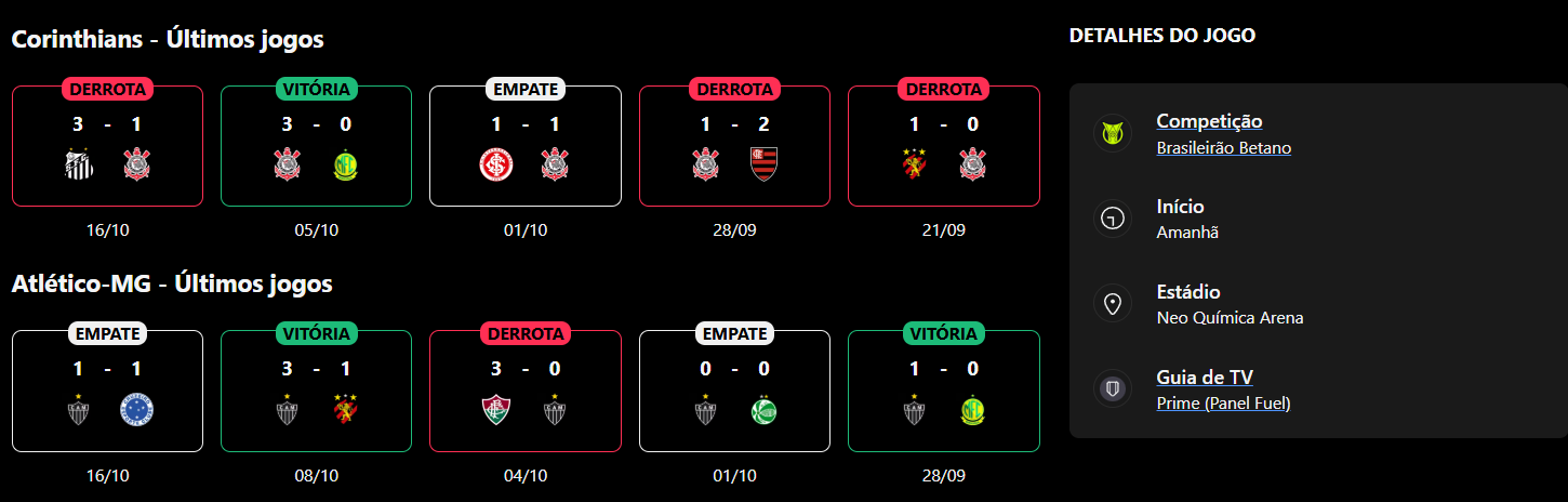 Corinthians x Atlético-MG