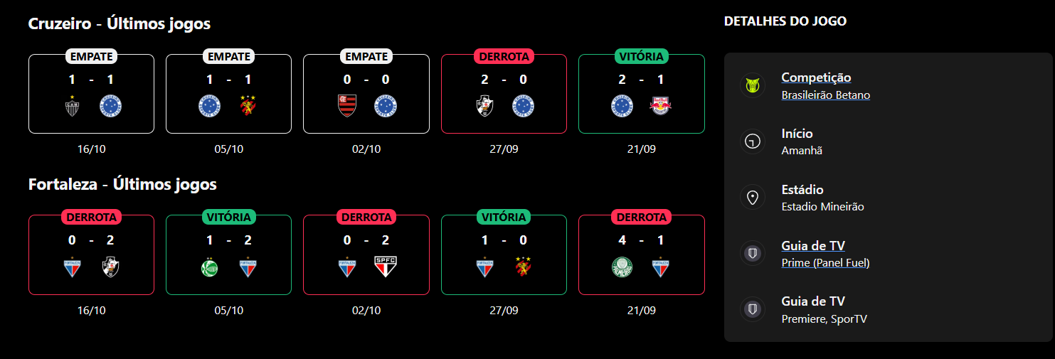 Cruzeiro x Fortaleza