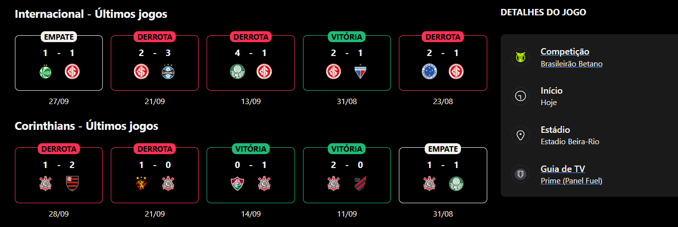 Internacional x Corinthians