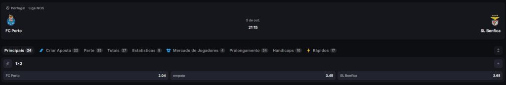 fc porto x benfica odds