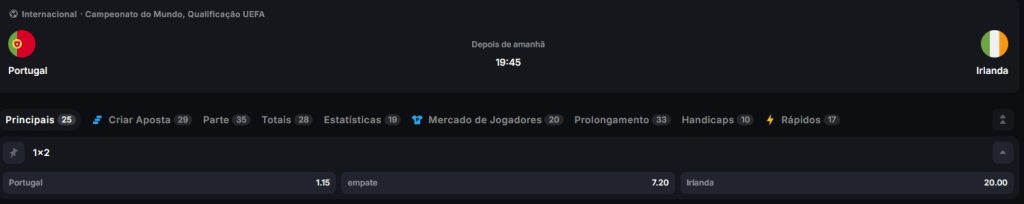 Portugal x Irlanda - Odds CoinCasino