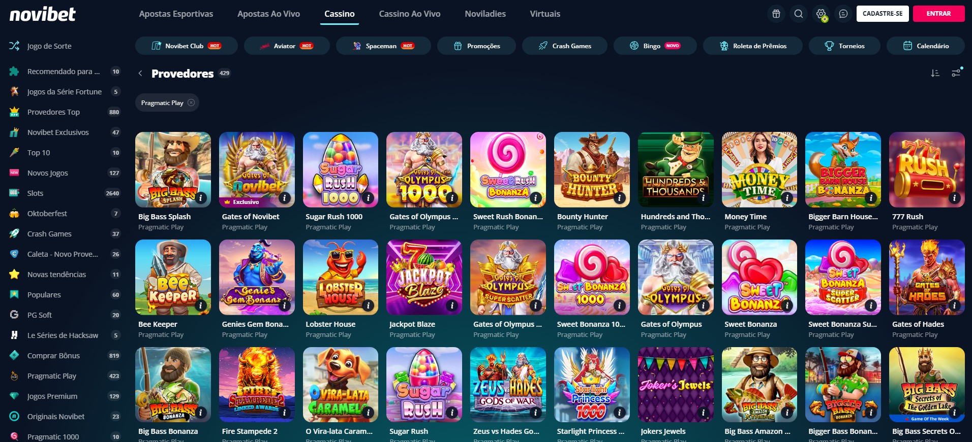 slots pragmatic play na novibet